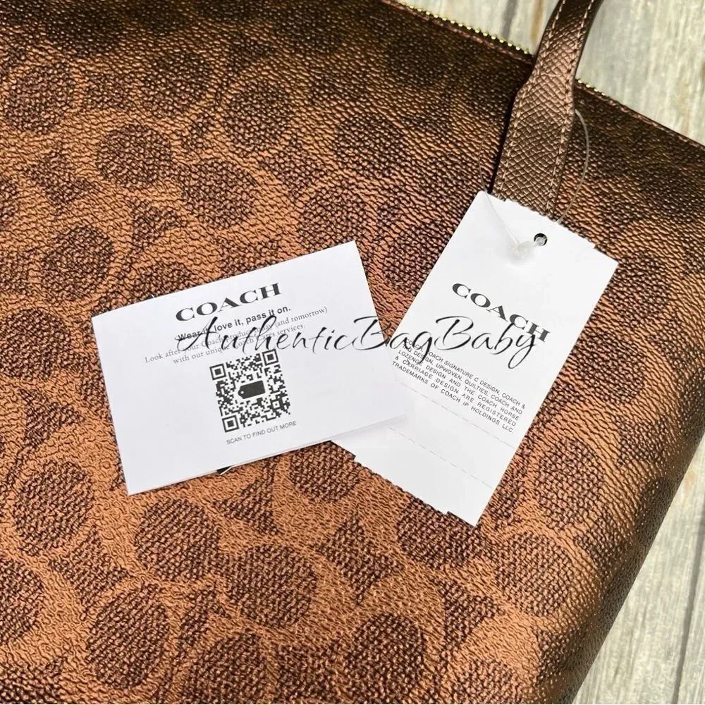 Coach Fiona Zip Tote Bag in Copper Metallic Purse - Picture 7 of 7